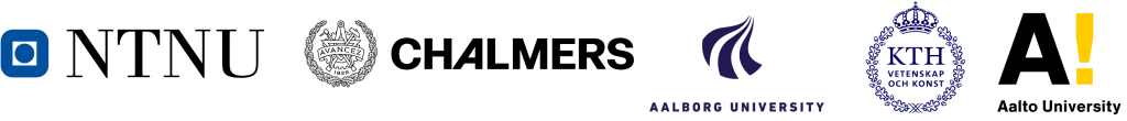 Logos of NTNU, Chalmers, Aalborg University, KTH and Aalto University